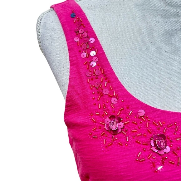 Tommy Bahama Fuchsia Embellished beaded sleeveless scoop neck dress size small - Picture 5 of 8